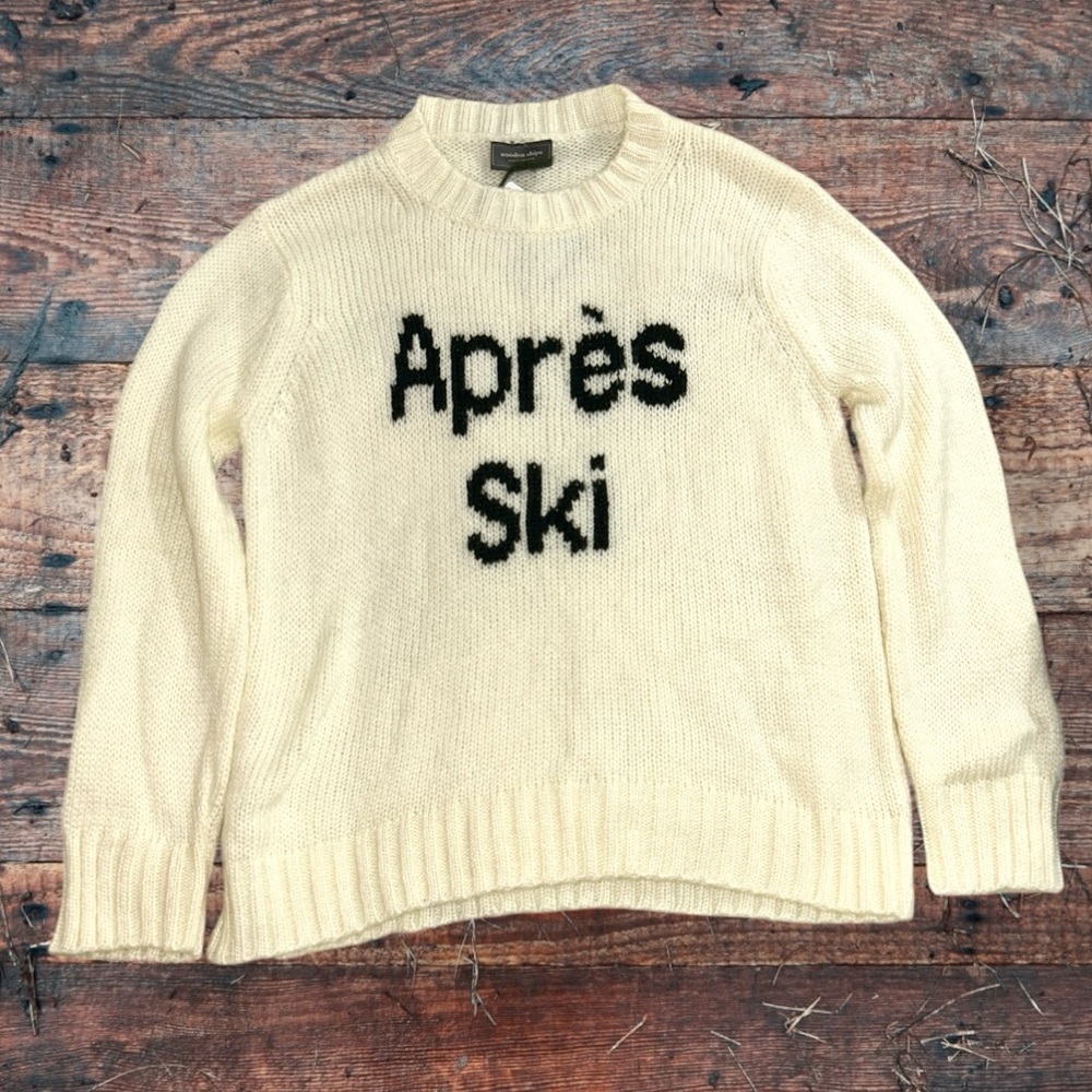 NWT Wooden Ships Après Ski Crew Neck knit Sweater n Cream/Black Sz M/L - Picture 12 of 16